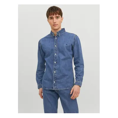 Blue Mens Denim Shirt Jack & Jones Felix - Men