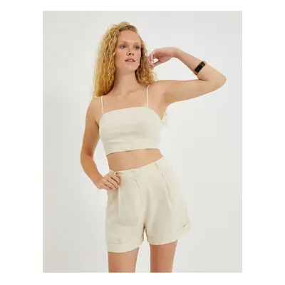 Koton Crop Undershirt Thin Strap Linen Blended