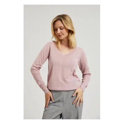 Women's sweater with V-neck MOODO - pink