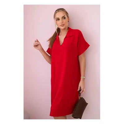 Kesi Włoski V-neck dress with collar red