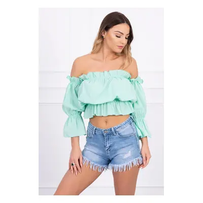 Mint blouse without shoulders