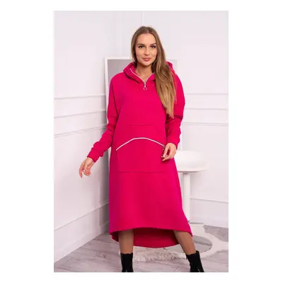 Insulated dress with hood in fuchsia color