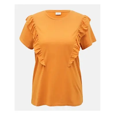 Orange T-shirt with frills JDY Karen - Women