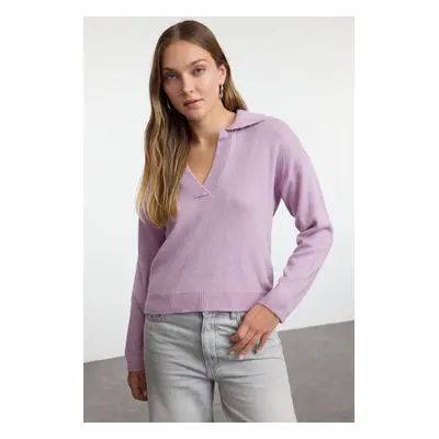 Trendyol Lilac Wide Pattern Soft Texture Basic Knitwear Sweater