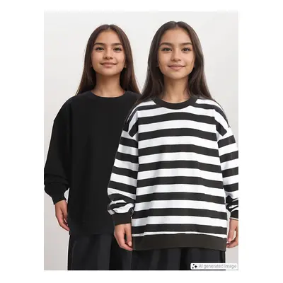 LC Waikiki Lcwk Crew Neck Long Sleeve Girl's Sweatshirt 2-Pack