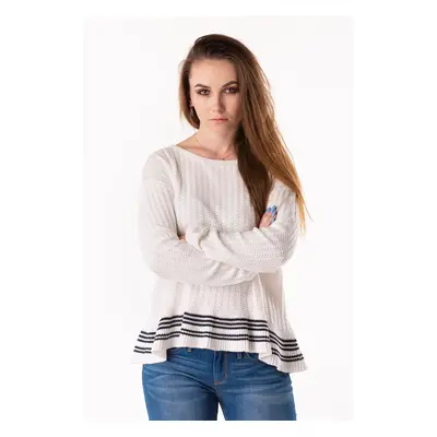 Sweater - TOMMY HILFIGER WALESQUE RUFFLE HEM SWTR LS white