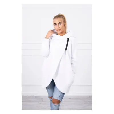 Sweatshirt with short zipper in white color