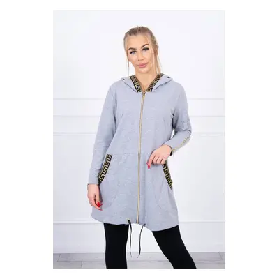 Sweatshirt with decorative belt in gray color