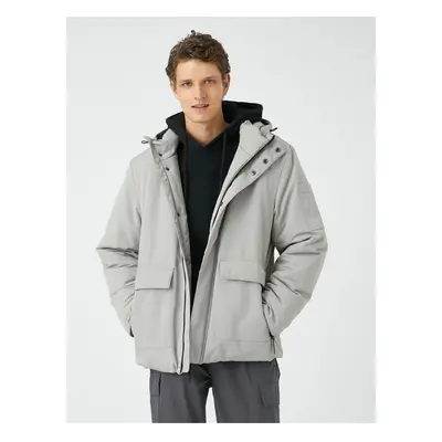 Koton Hooded Anorak with Pocket Detail, Zipper and Snap Buttons