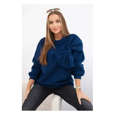 Kesi Insulated cotton sweatshirt with a large bow navy blue