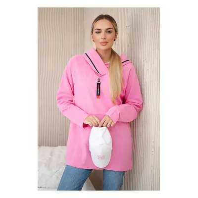 marka niezdefiniowana Tunic with a zipper on the hood Oversize light pink