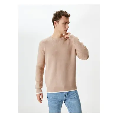 Koton Basic Knitwear Sweater Fabric Detailed Crew Neck