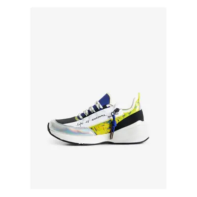 Desigual Moon Zipper Yellow and White Womens Sneakers - Women