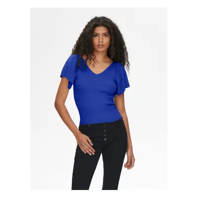 Dark blue women's ribbed T-shirt ONLY Leelo - Women's