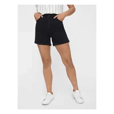 Black High Waisted Denim Shorts VERO MODA Nineteen - Women