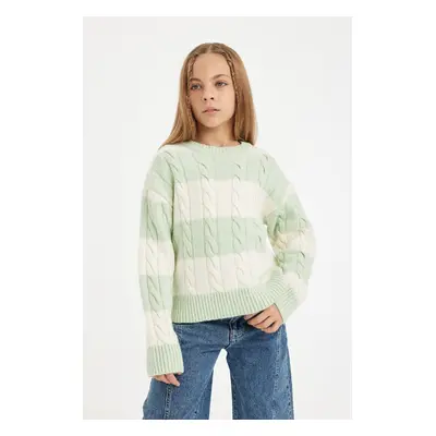 DEFACTO Girl Striped Crew Neck Hair Knitted Sweater