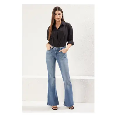 Trendyol Blue Low Waist Flare Jeans