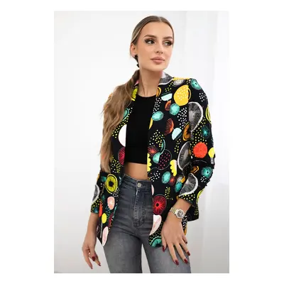 Turecki Cotton jacket with a colorful print ecru+black