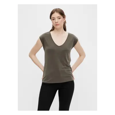 Khaki basic t-shirt Pieces Kamala - Women's