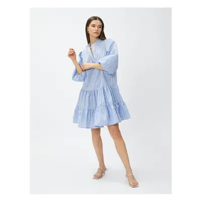 Koton Short Shirt Dress Magnificent Collar Layered Balloon Sleeve