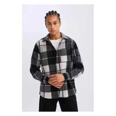 DEFACTO Regular Fit Plaid Fleece Long Sleeve Shirt