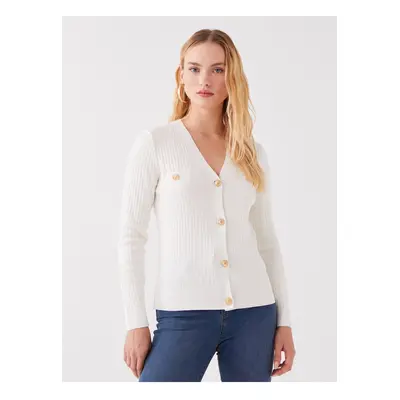 LC Waikiki V-Neck Plain Long Sleeve Women's Knitwear Cardigan