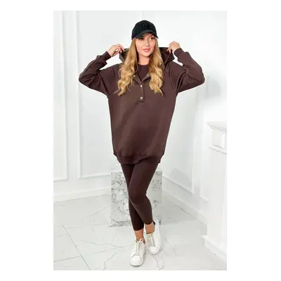 Set of 3in1 sweatshirt, top and leggings in brown color