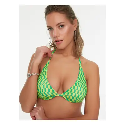 Green women's patterned bikini top Trendyol - Women's