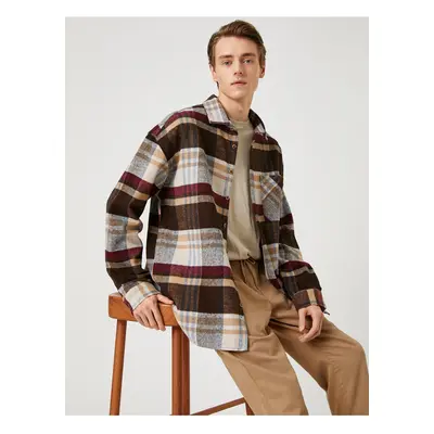 Koton Lumberjack Shirt Pocket Detailed Classic Collar Long Sleeve