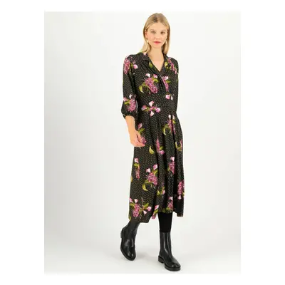 Blutsgeschwister Green-black patterned midi dress with three-quarter sleeves Blutsgesc - Women