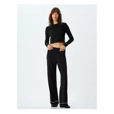 Koton Pajama Bottoms Plain Wide Leg Standard Waist