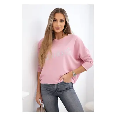 Kesi Włoski Blouse with the inscription Fantastic powder pink