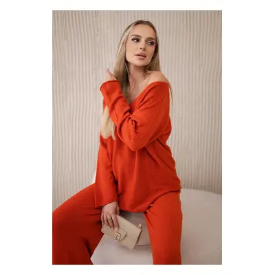 Kesi Włoski Two-piece sweater set sweatshirt + pants rusty