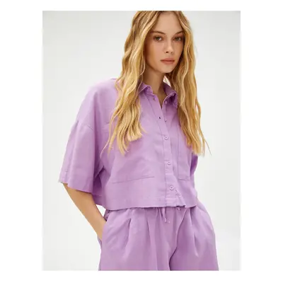 Koton Oversize Crop Shirt Linen Blended