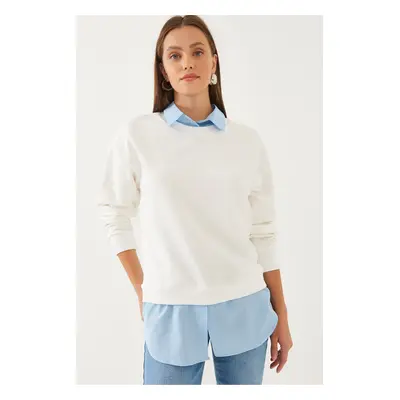 Bianco Lucci Women's Shirt Detail Sweatshirt