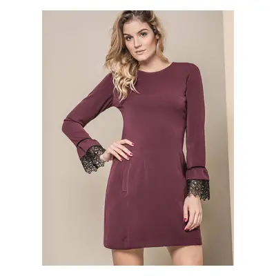 MISS CITY DRESS WITH LACE AT THE SLEEVES PURPLE