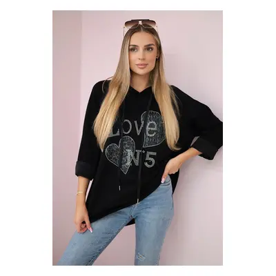 Kesi Włoski Oversized viscose sweatshirt Love black