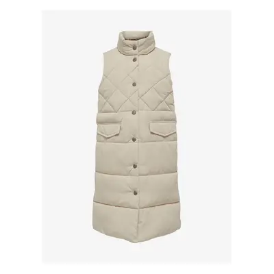 Beige girls' quilted vest ONLY New Stacy - Girls