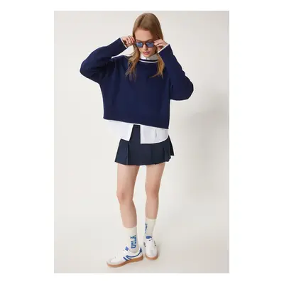 Happiness İstanbul Women's Navy Blue Basic Knitwear Sweater