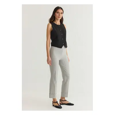 Trendyol Gray Polyviscose Carrot Double Leg Trousers