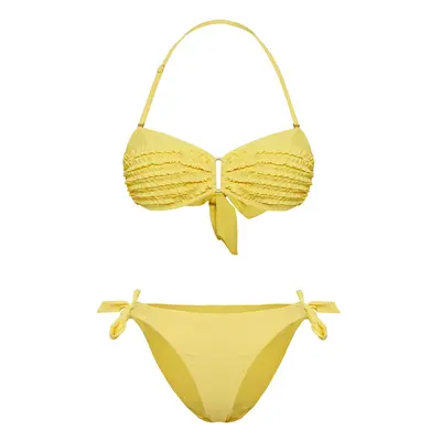 Trendyol Yellow*001 Plain Strapless Normal Waist Bikini Set