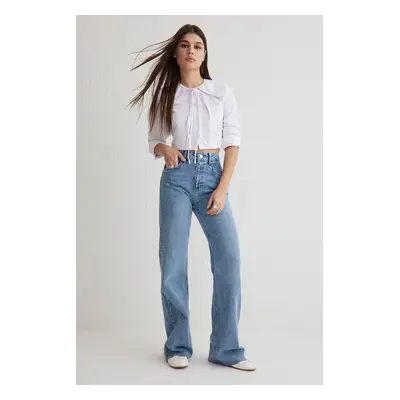 Trendyol Blue High Waist Wide Leg Jeans