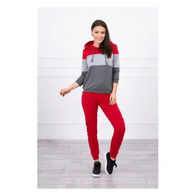 Set with colored stripes red+gray