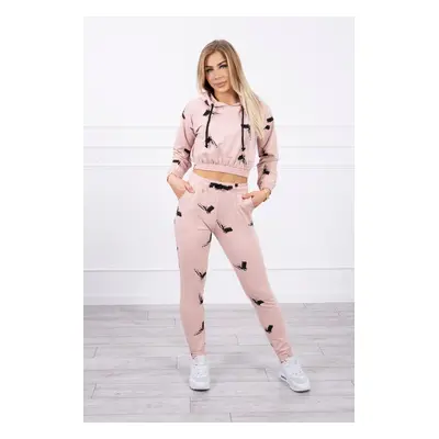 Set with printed guns dark powder pink