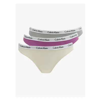 Set of three women's thongs in pink and gray Calvin Klein Underwear - Women