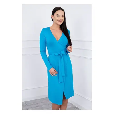 Kesi Dress with tie at waist turquoise