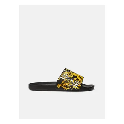 Versace Jeans Couture Fondo Yellow-Black Women's Patterned Slippers - Womens