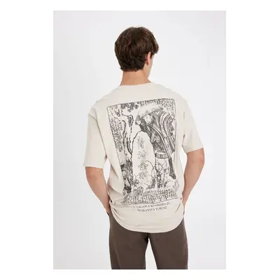 DEFACTO Utagawa Kunisada Boxy Fit Crew Neck Back Printed Cotton Short Sleeve T-Shirt