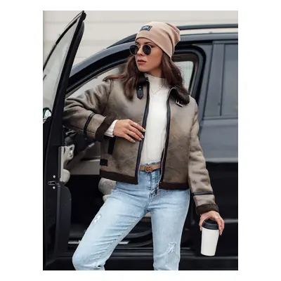 Women's suede jacket with fur KASAMIRA coffee Dstreet