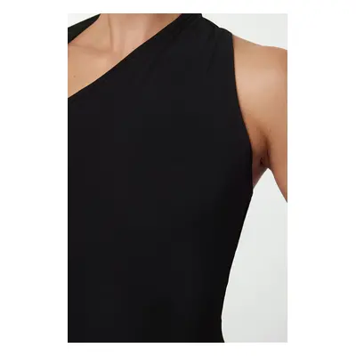 Trendyol Black Body-fitting Sleeve Detail Midi Dress